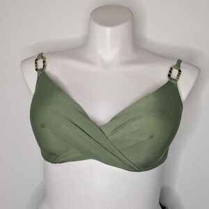 ✨3/$15 Ibiza Green Tortoise Shell Accent Padded Bikini Top 1X